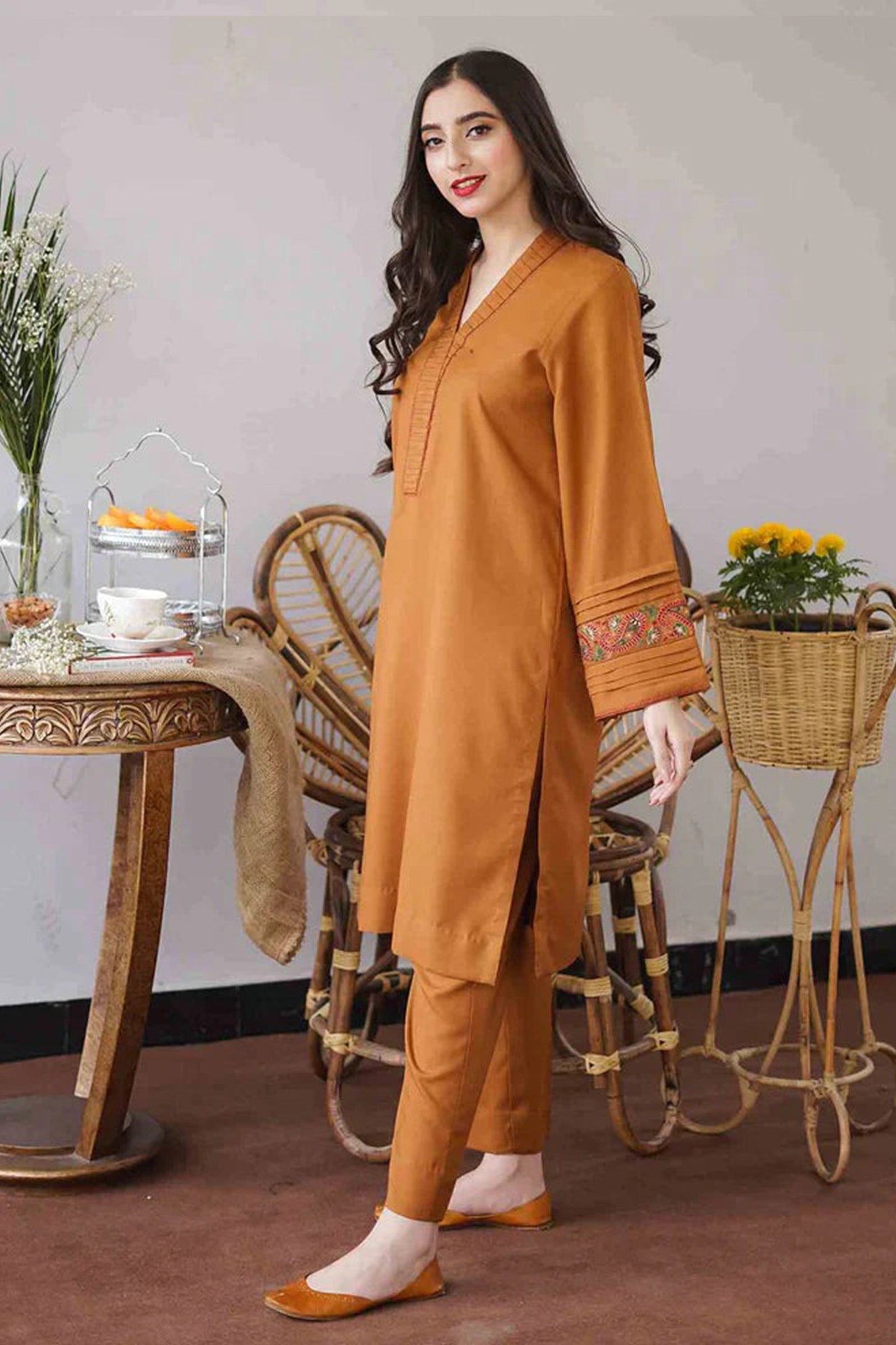 HL400-Asling Winter 3PC Dhanak suit with Embroidered Dhanak Shawll