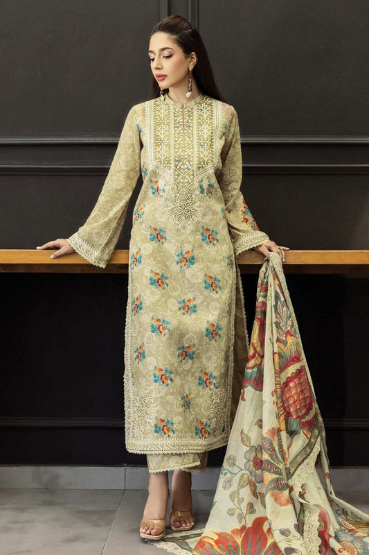 ZC04 Digital Print Linen Allover 3 Piece Unstitched