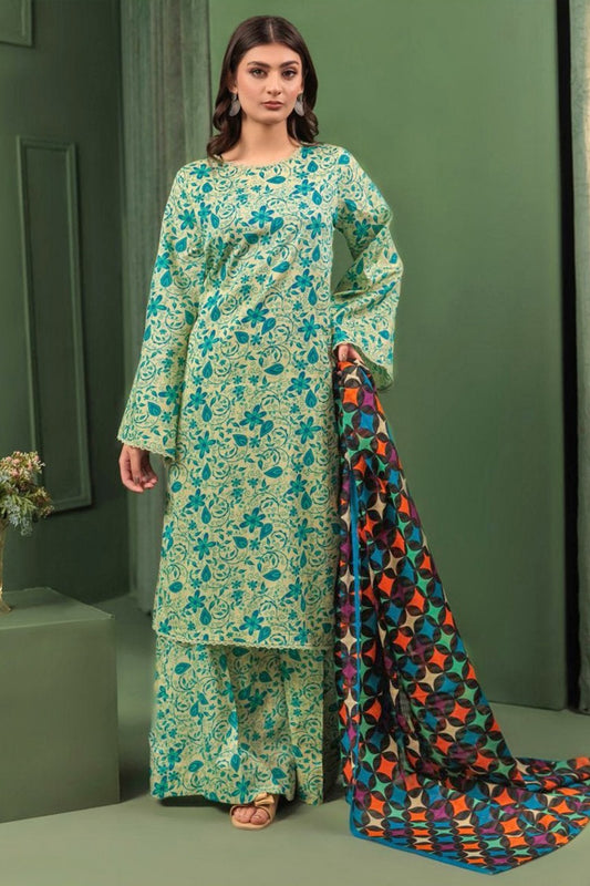 BQ05 Digital Print Linen Allover 3 Piece Unstitched