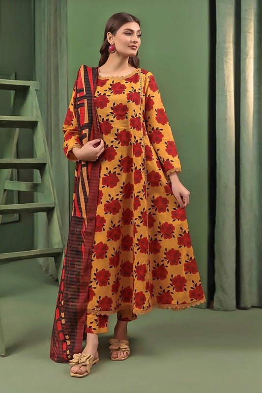 BQ06 Digital Print Linen Allover 3 Piece Unstitched