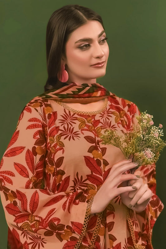 BQ08 Digital Print Linen Allover 3 Piece Unstitched