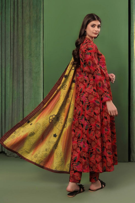 BQ10 Digital Print Linen Allover 3 Piece Unstitched