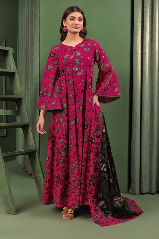 BQ01 Digital Print Linen Allover 3 Piece Unstitched