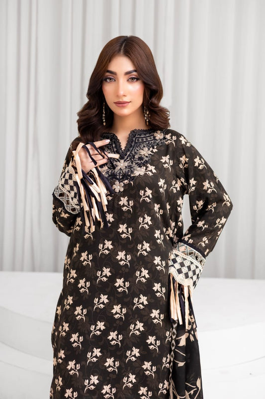 AY1 - Ladies Linen 3PC – Digital Print, Embroidery & Patch Work