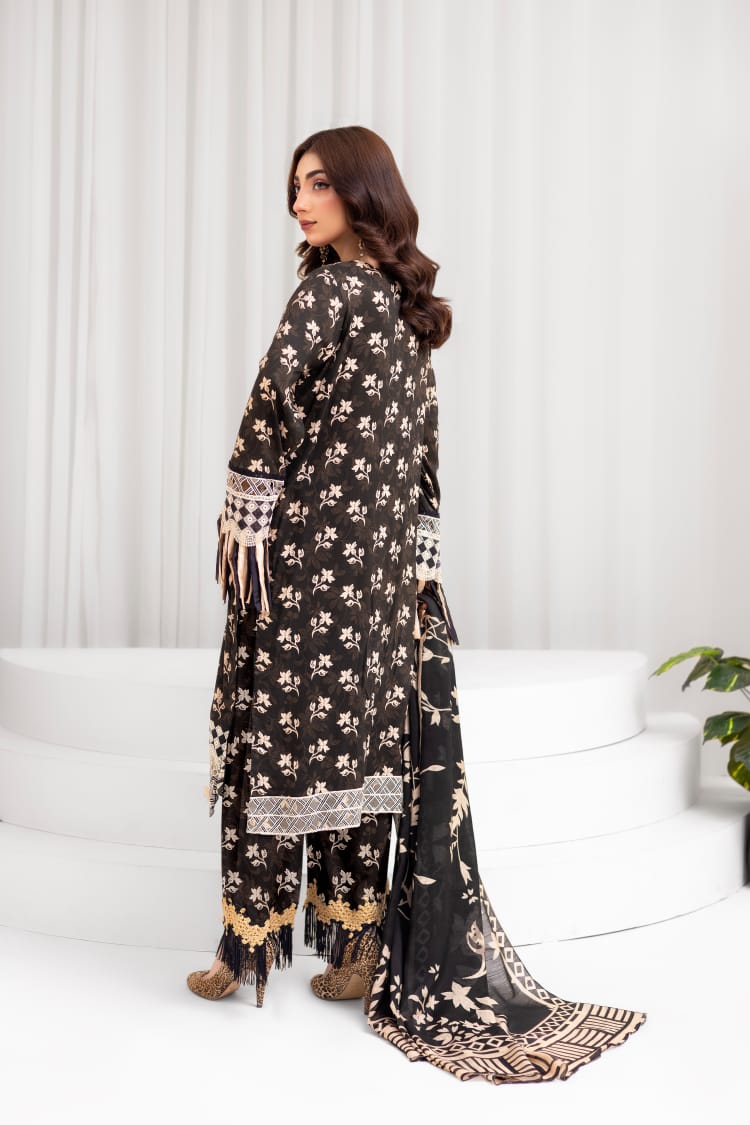 AY1 - Ladies Linen 3PC – Digital Print, Embroidery & Patch Work