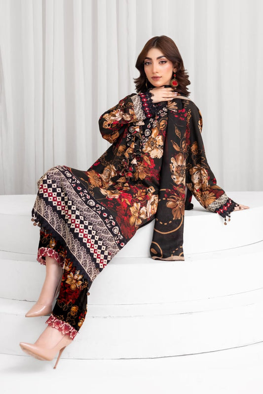 AY2 - Ladies Linen 3PC – Digital Print, Embroidery & Patch Work