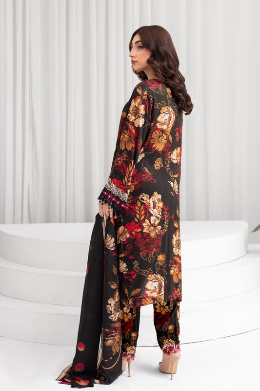 AY2 - Ladies Linen 3PC – Digital Print, Embroidery & Patch Work