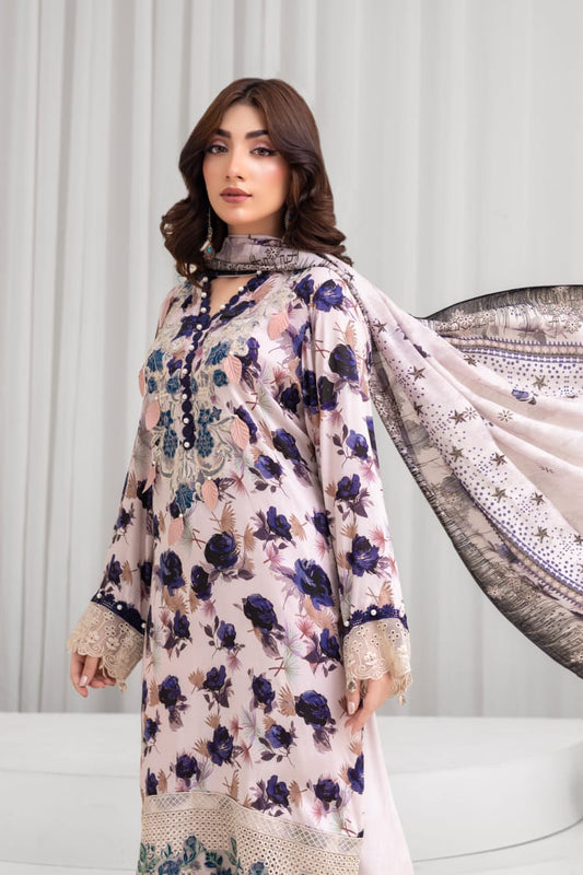 AY3 - Ladies Linen 3PC – Digital Print, Embroidery & Patch Work