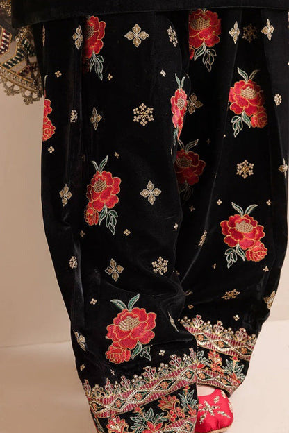 HL577 Embroidered Winter Velvet Dress With Organza embroidered Dupatta