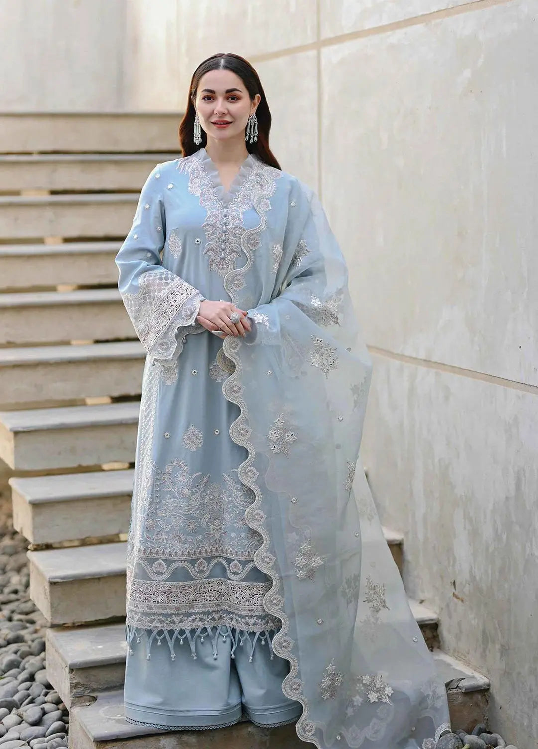 HL1037 - SUMMER QALAMKAR 3PC Lawn Embroidered Suit