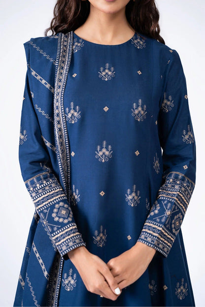 HL578-Winter 3-Pc Embroidered Dhanak Suit with Heavy Embroidered Dhanak Shawll