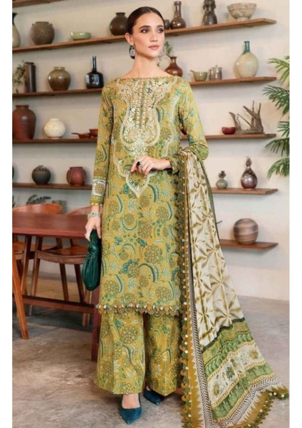 Digital Lawn 3-Piece Print Set with Bana Dora Voile Dupatta