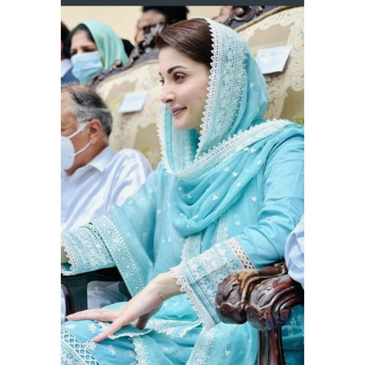 QN008 Maryam Nawaz Summer Lawn 3Pcs Embroidered Lawn - Qirat Noman