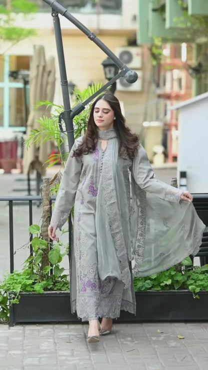 HL1047 -SUMMER  Mushq - 3PC Lawn ChickenKari Embroidered Suit