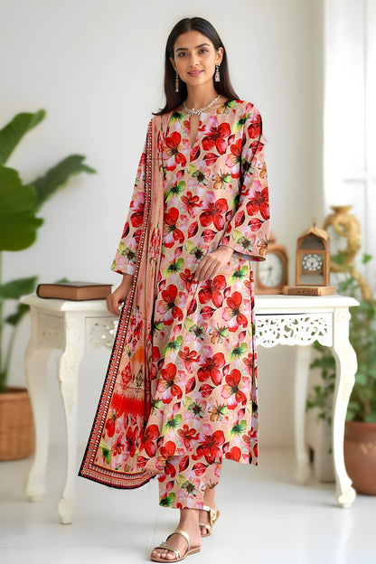 Premium Digital Printed Viscose Bana Dora 3-Piece Suit