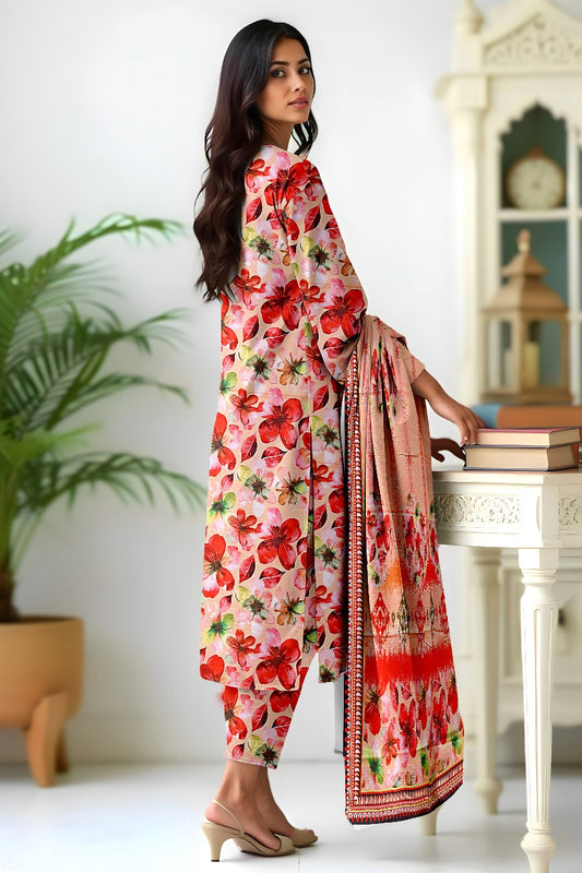 Premium Digital Printed Viscose Bana Dora 3-Piece Suit
