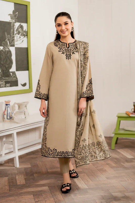 HL913-Winter 3PC Dhannak Embroidered suit with Printed Shawll
