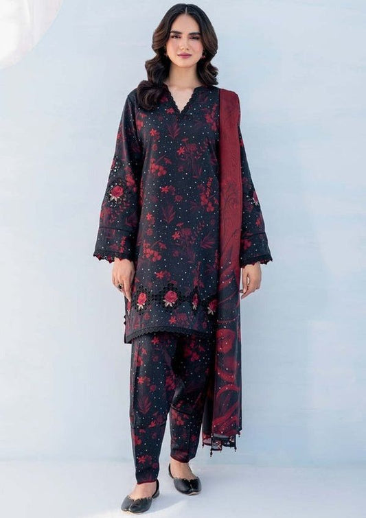 Digital Lawn 3-Piece Set – Bana Dora Prints with Voile Zari Dupatta