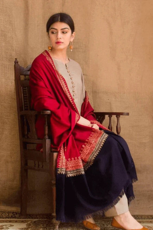 HL545-Winter 3PC khaddar suit with Embroidered Shawll