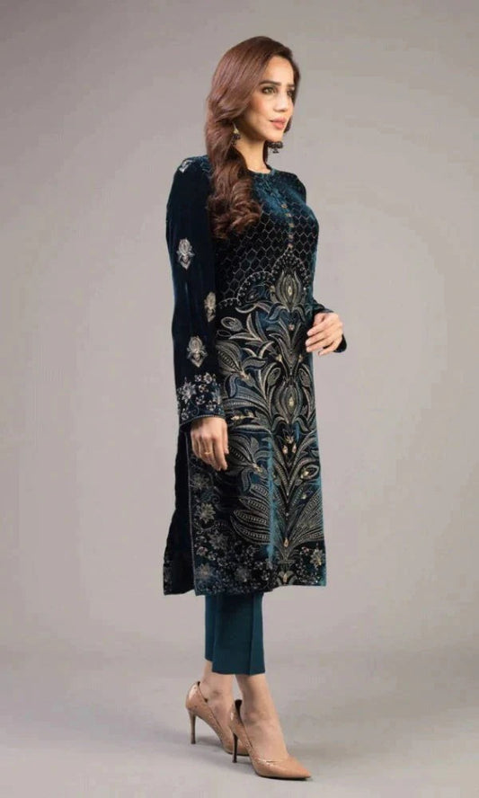 QN012 Bareeze 3PC Summer Lawn Front Full Embroidered Back Bazo Embroidered Bember Dupatta - Qirat Noman