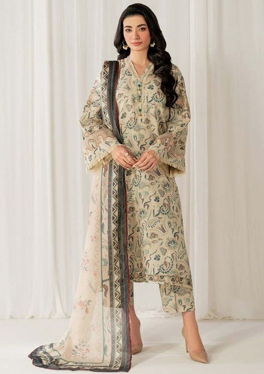 Digital Lawn 3-Piece Set – Bana Dora Prints with Voile Zari Dupatta