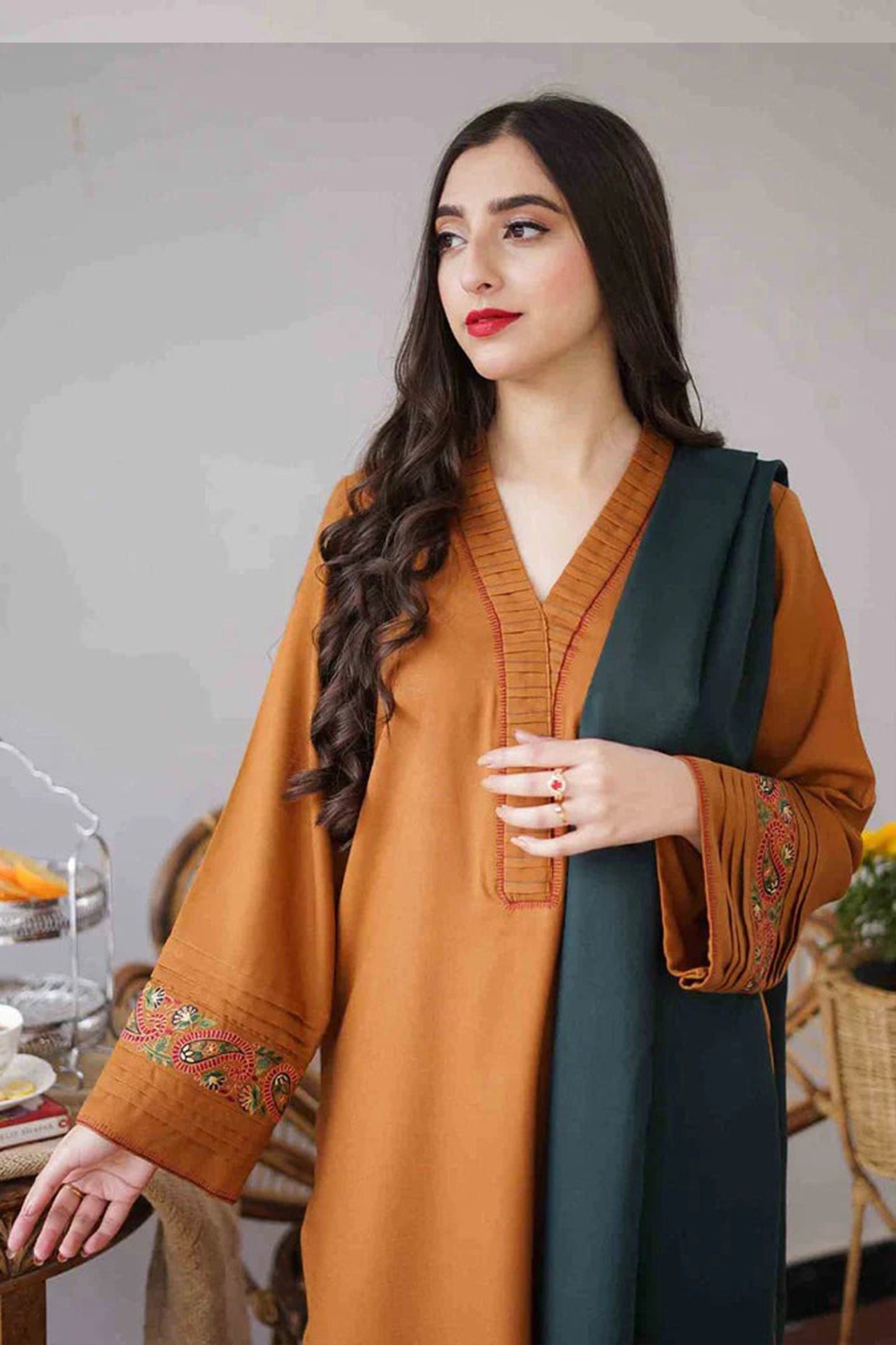 HL400-Asling Winter 3PC Dhanak suit with Embroidered Dhanak Shawll