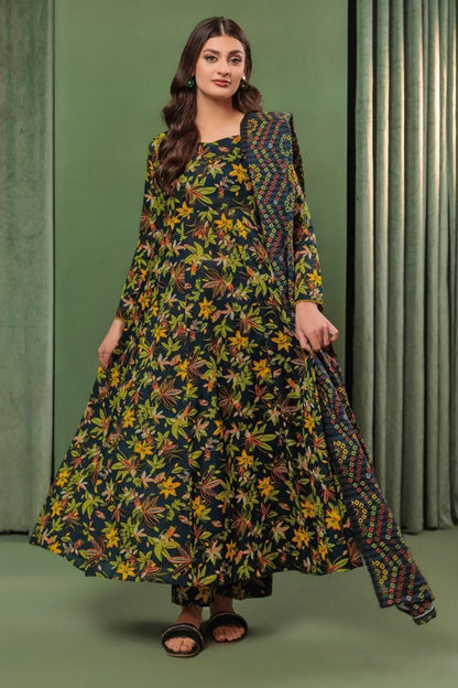 BQ02 Digital Print Linen Allover 3 Piece Unstitched