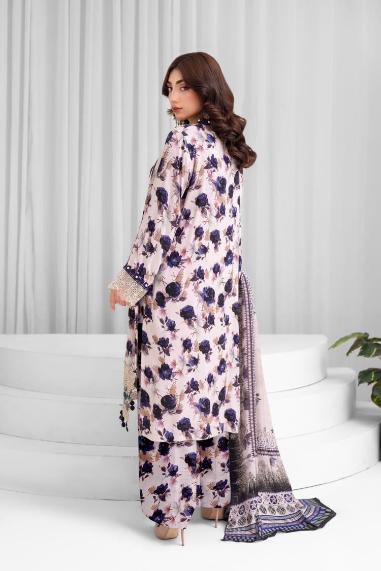 AY3 - Ladies Linen 3PC – Digital Print, Embroidery & Patch Work