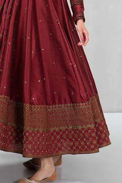 HL099-Maria B Winter, unstiched 3 piece kataan silk frock style embroidered suit