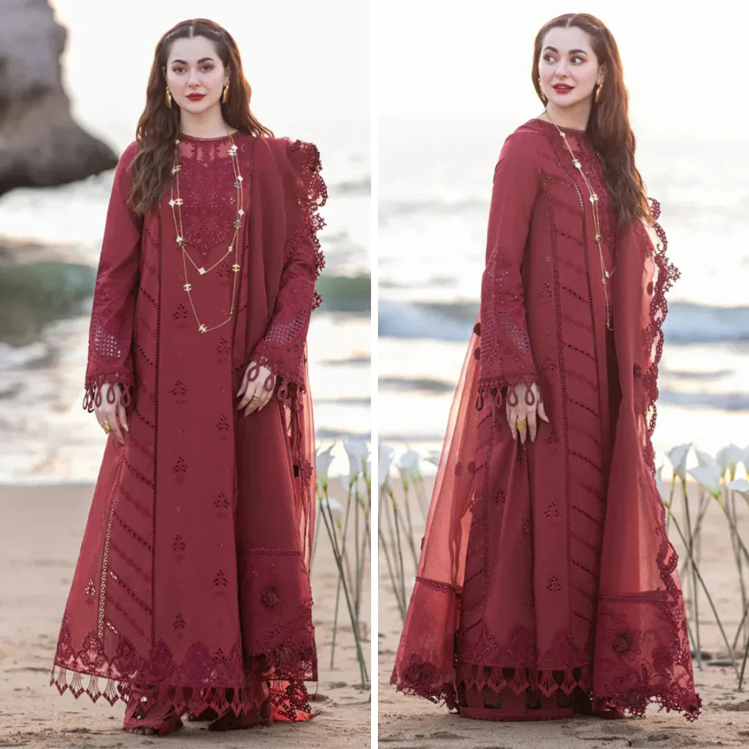 HL1049 - SUMMER Qalamkaar 3PC Unstitched Lawn Embroidered Chicken Kari