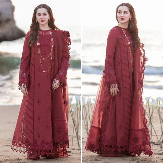 HL1049 - SUMMER Qalamkaar 3PC Unstitched Lawn Embroidered Chicken Kari