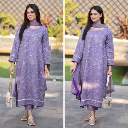 HL1020 - SUMMER COLLECTION Breeze 3PC Lawn Embroidered Suit